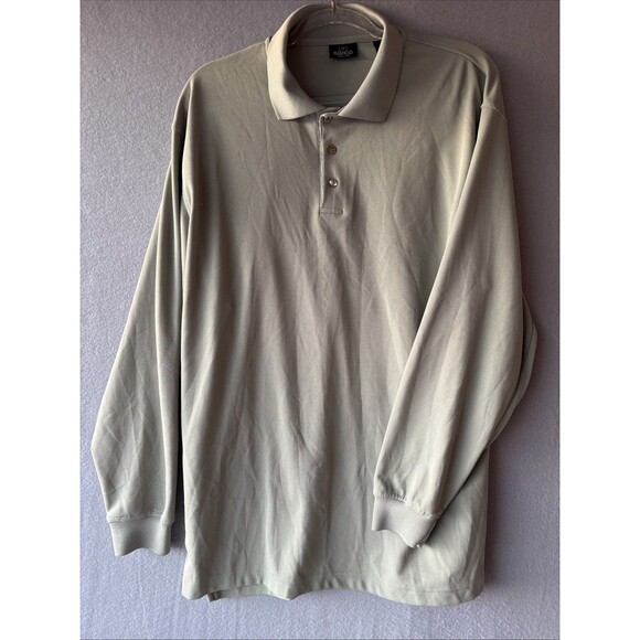 Redhead Polo Shirt Mens Large Olive Green Long Sleeve Polyester Collared - Picture 1 of 9
